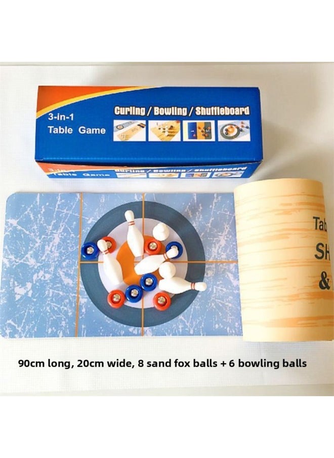 Generic - Internet Celebrity Desktop Chat Decompression Artifact Roll Curling Bowling Shuffleboard Three-in-one Toy Interactive Game Suit-Color:Roll Bowling Set (contains 6 Bowling Balls) Track Non-woven Material-Diameter:Standard - Image 1