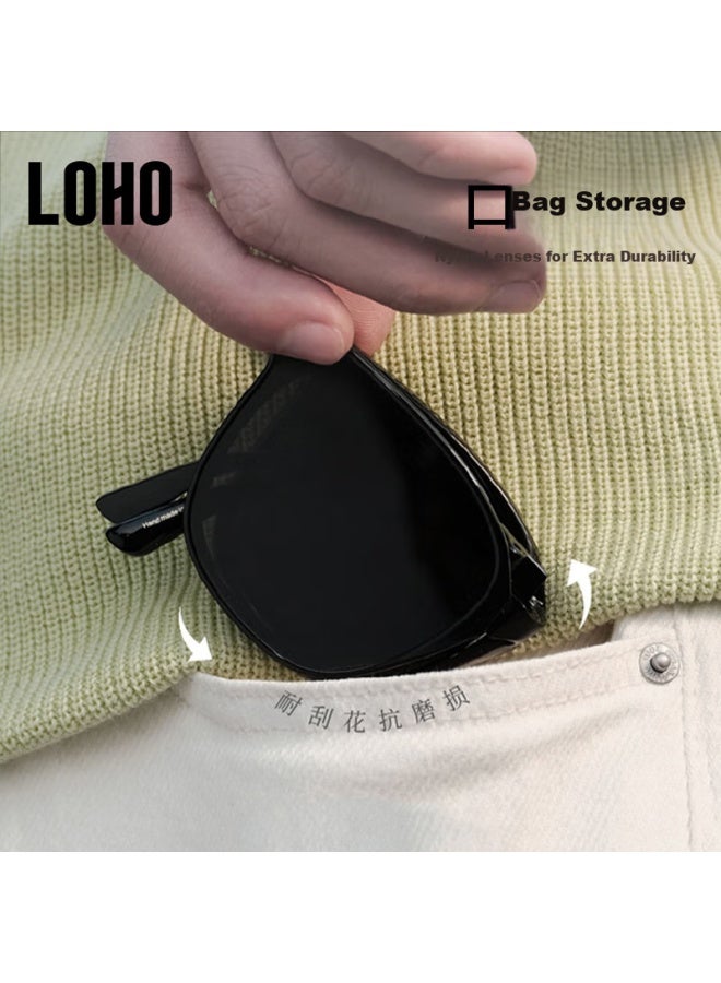 Loho Folding Sungl For Men, Polarized Sungl, Ultra-light, For Driving And Cycling, Protective Eyewear, Square Frame Gl, Uv Protection, Anti-glare, Gift - Image 3