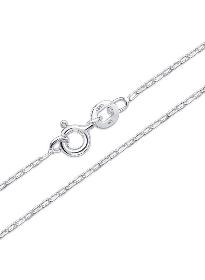 Amberta Solid 925 Sterling Silver Chain for Women Men | Super Thin Dainty & Sturdy Box Curb Singapore Beaded Snake Paperclip Necklace Delicate 40/45/50/55/60 cm: 55 cm Paperclip Chain Necklace - Image 1