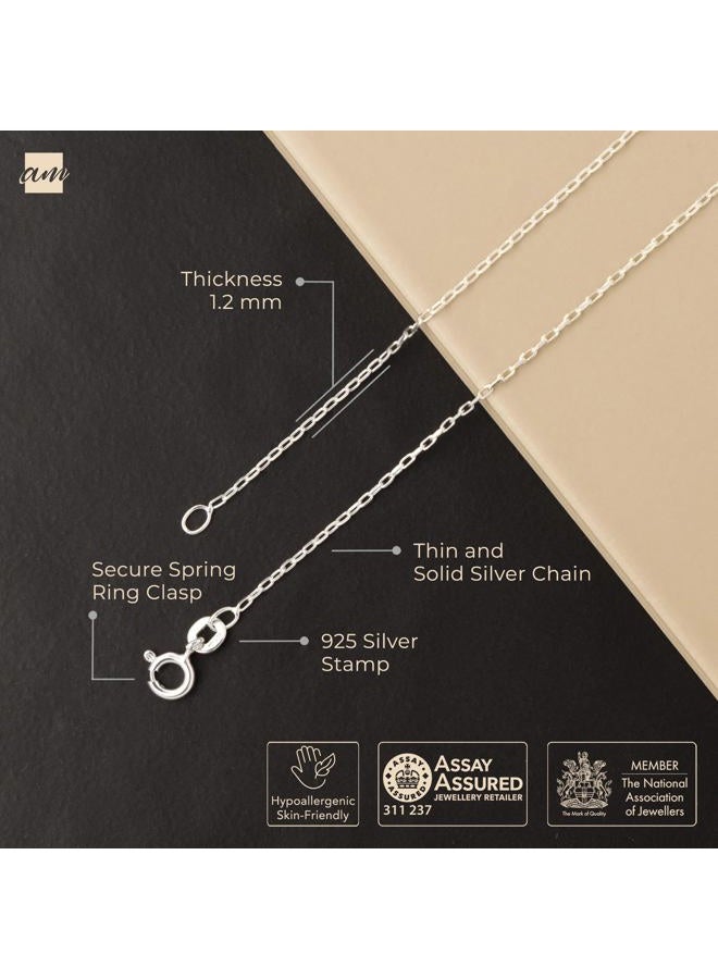 Amberta Solid 925 Sterling Silver Chain for Women Men | Super Thin Dainty & Sturdy Box Curb Singapore Beaded Snake Paperclip Necklace Delicate 40/45/50/55/60 cm: 55 cm Paperclip Chain Necklace - Image 5