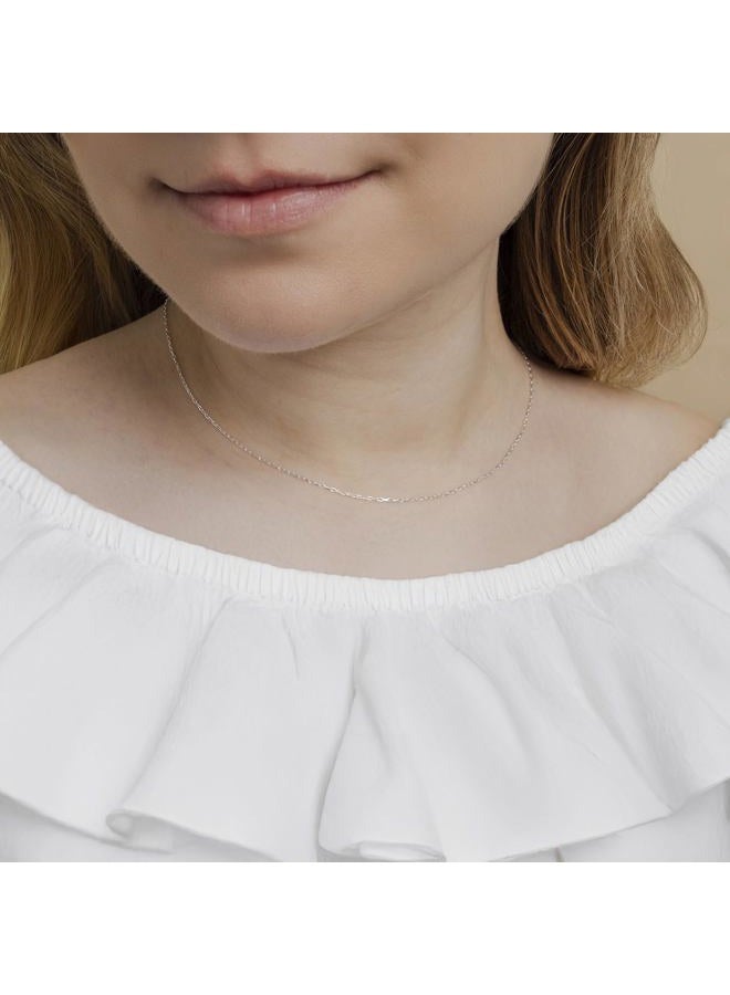 Amberta Solid 925 Sterling Silver Chain for Women Men | Super Thin Dainty & Sturdy Box Curb Singapore Beaded Snake Paperclip Necklace Delicate 40/45/50/55/60 cm: 55 cm Paperclip Chain Necklace - Image 2