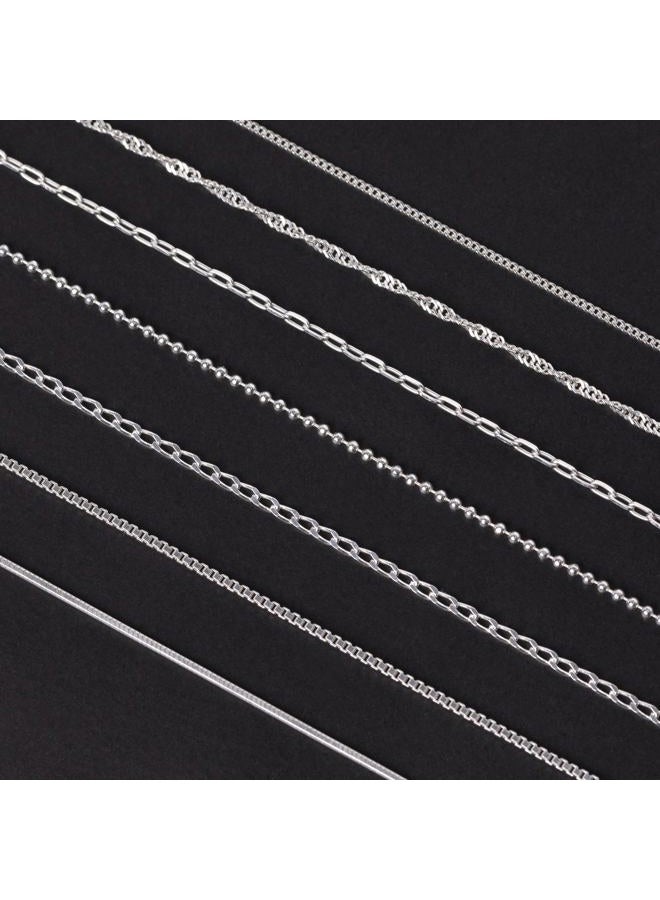 Amberta Solid 925 Sterling Silver Chain for Women Men | Super Thin Dainty & Sturdy Box Curb Singapore Beaded Snake Paperclip Necklace Delicate 40/45/50/55/60 cm: 55 cm Paperclip Chain Necklace - Image 3