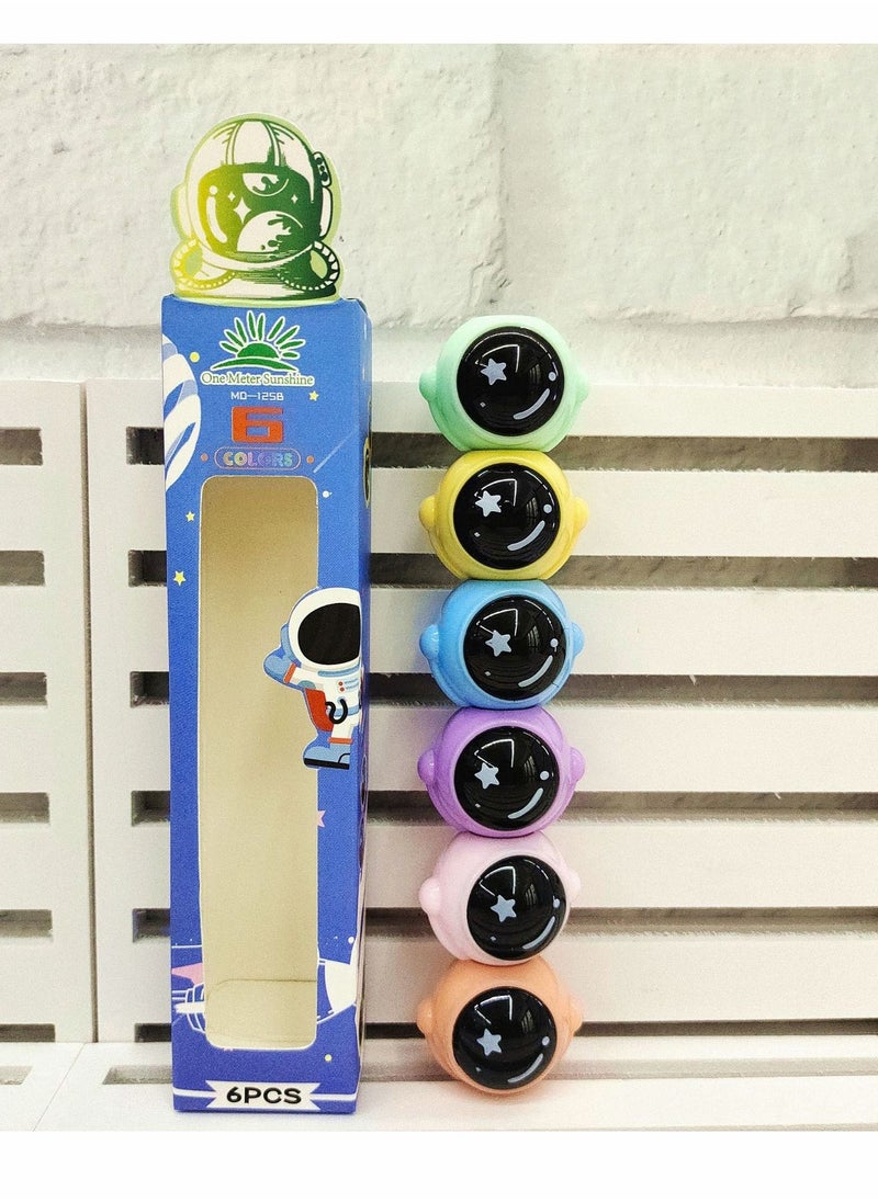 Y&D Funny Highlighter Colorful Spaceman 1 Box 6 Pcs 5 Colors Pastel Set Cute Silicone Ice Cream Pen for Adult Kid Student Writing Graffiti School Office Supplies 