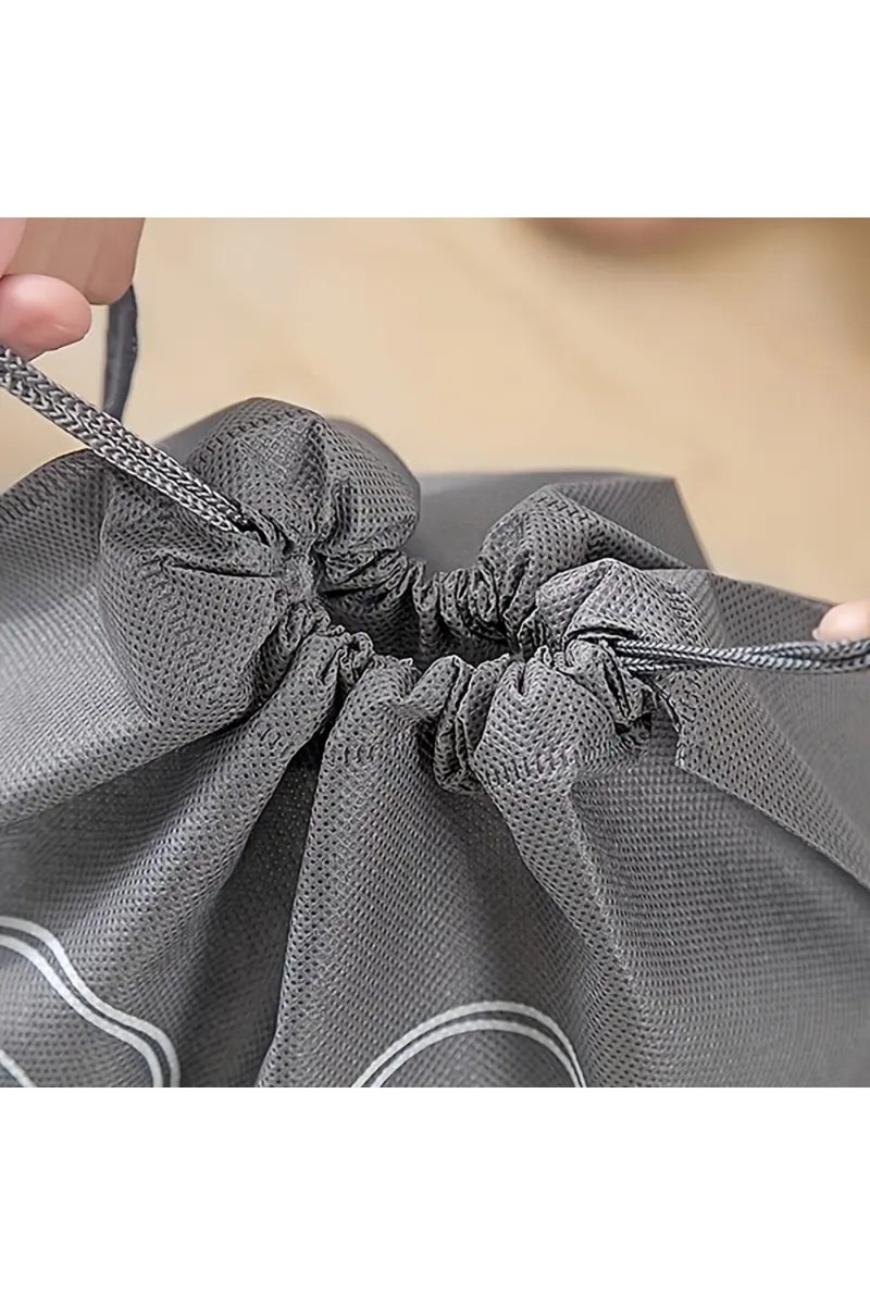 ZedAura Shoe Bags for Travel, 10 Pcs Large Gray Travel Shoe Bags for Packing, Non-Woven Drawstring Travel Shoe Storage Bag with Clear Window for Men and Women - Image 4