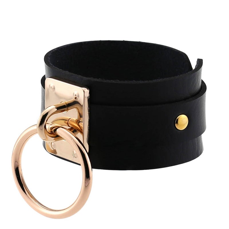 Unique punk-style circular ring bracelet/bangle, gothic street dance handmade PU metal  bracelet/wristband - Image 2