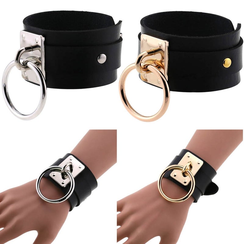 Unique punk-style circular ring bracelet/bangle, gothic street dance handmade PU metal  bracelet/wristband - Image 3