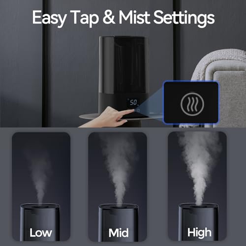 Rosekm Automatic Humidifiers for Bedroom Large Room, 4.5L Cool Mist Ultrasonic Humidifier for Home & Plant with Timer & Humidity Sensor, Last Up to 18H on High Setting, Auto Shut-Off, 360° Nozzle - Image 4