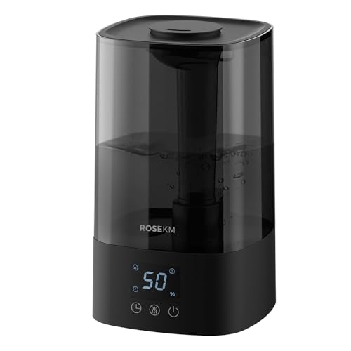 Rosekm Automatic Humidifiers for Bedroom Large Room, 4.5L Cool Mist Ultrasonic Humidifier for Home & Plant with Timer & Humidity Sensor, Last Up to 18H on High Setting, Auto Shut-Off, 360° Nozzle - Image 1