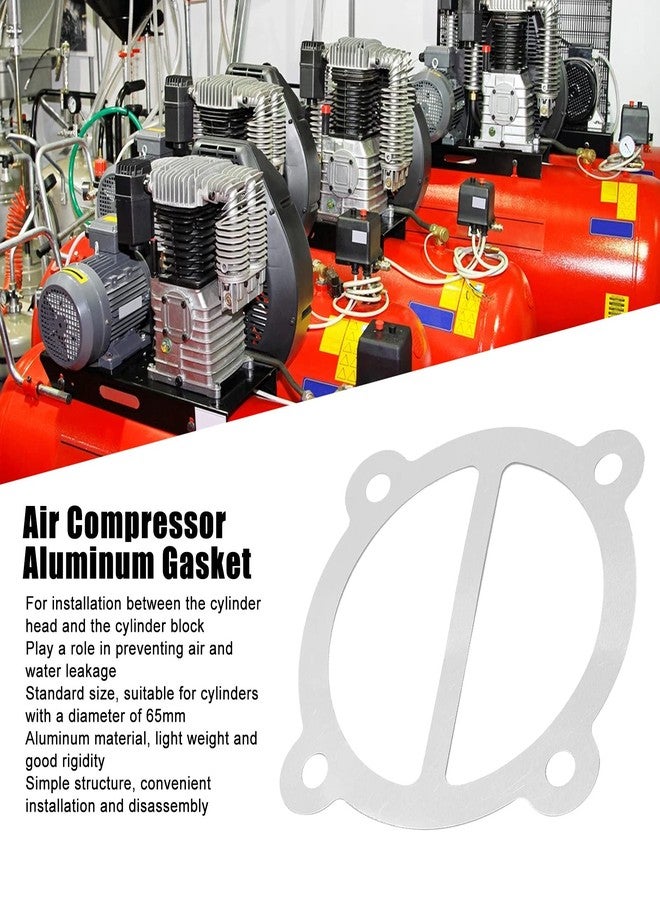 Walfront 10Pcs Air Compressor Cylinder Head Gasket Sealing Plate Replacement Aluminum Gasket Replacement for 65mm Diameter Cylinder White - Image 3