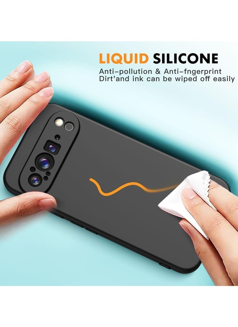 TIGER Case for Google Pixel 9 Pro XL – 2 Pack Tempered Glass Screen Protector, Soft TPU Liquid Silicone Case, Shockproof Rubber Silicone Gel Case (Black) – Full Protection for Your Pixel 9 Pro XL, Anti-Scratch, Anti-Fingerprint, Durable Design - Image 2