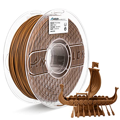 AMOLEN Walnut Wood Printing Filament 175mm PLA 3D Printer Filament 3D Printer Filament with Real Wood Fiber Wood Texture Filament1KG