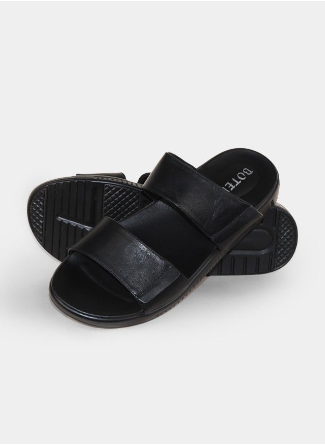 BOTELI High Quality Men Sandals Leather Slippers Breathable and Durable Outdoor Man Black Luxury Slippers  - Image 1
