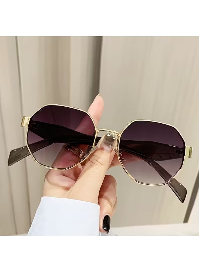 سينت هاوس نظارات عصرية معدنية متعددة الأضلاع جديدة، نظارات دائرية بتصميم أوروبي وأمريكي كلاسيكي للجنسين، نظارات دائرية كلاسيكية، نظارات كاجوال، إكسسوارات عصرية، تصميم متعدد الأضلاع، إطارات هندسية، عدسات عالية الجودة، تصميم أنيق، نظارات مصممة، نظارات مميزة، لعشاق الطراز القديم، للرجال والنساء (تتضمن حافظة نظارات)، نظارات شمسية - Image 1
