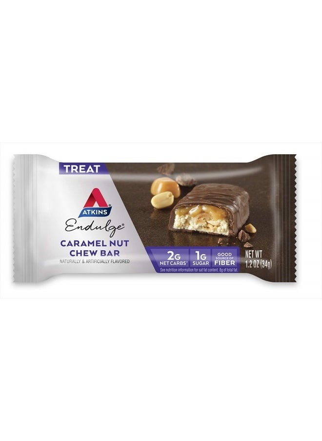 Atkins - Endulge Caramel Nut Chew Bar, Dessert Favorite, 1g Sugar, Good Source of Fiber, 5 Count - Image 1