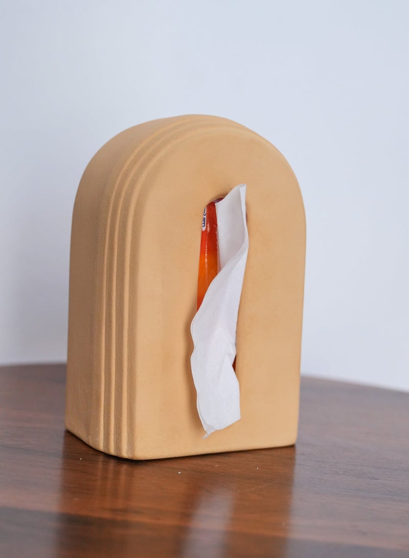 CALDA Handcrafted Arched Tissue Box Cover - Modern Minimalist Arched Design - Terra Cotta Matte Finish Decorative Tissue Holder - Unique Home & Office Decor - CALDA Home Decor - Image 2