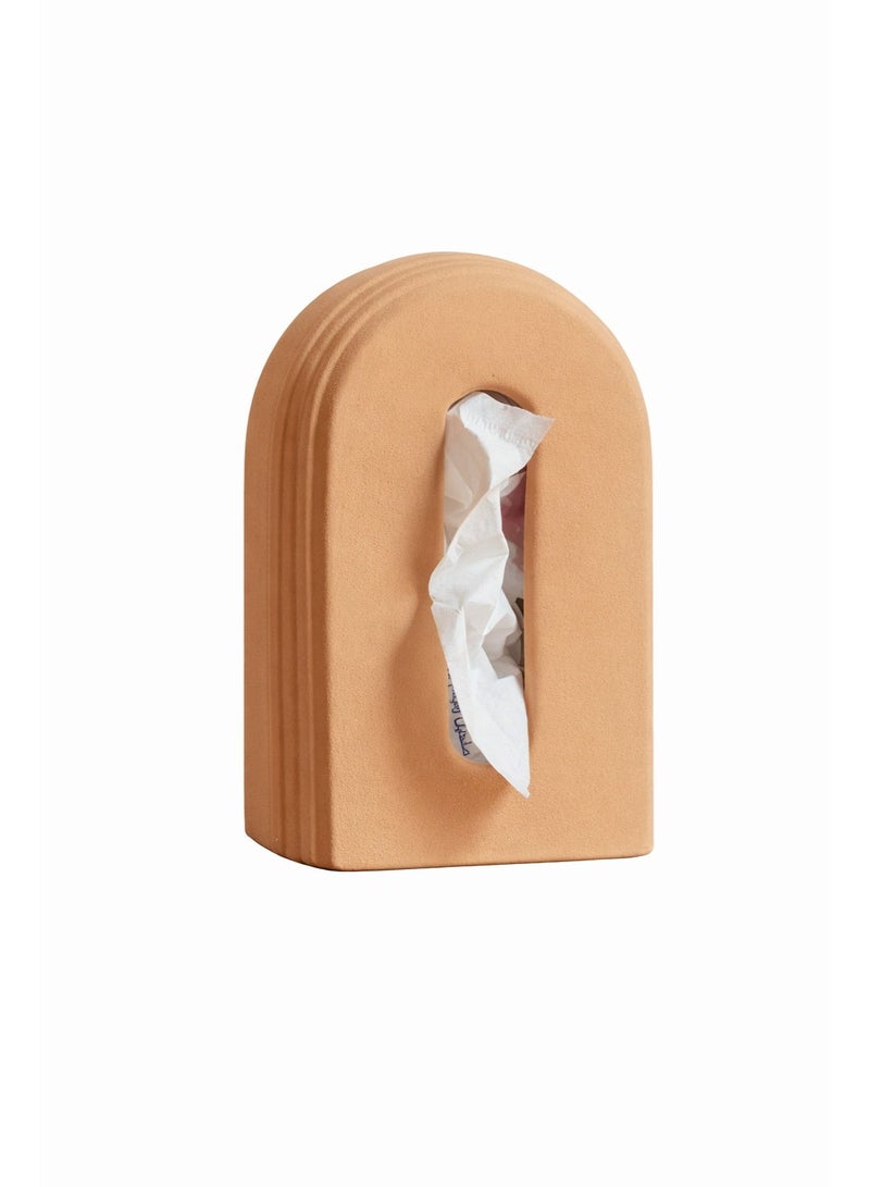CALDA Handcrafted Arched Tissue Box Cover - Modern Minimalist Arched Design - Terra Cotta Matte Finish Decorative Tissue Holder - Unique Home & Office Decor - CALDA Home Decor - Image 1