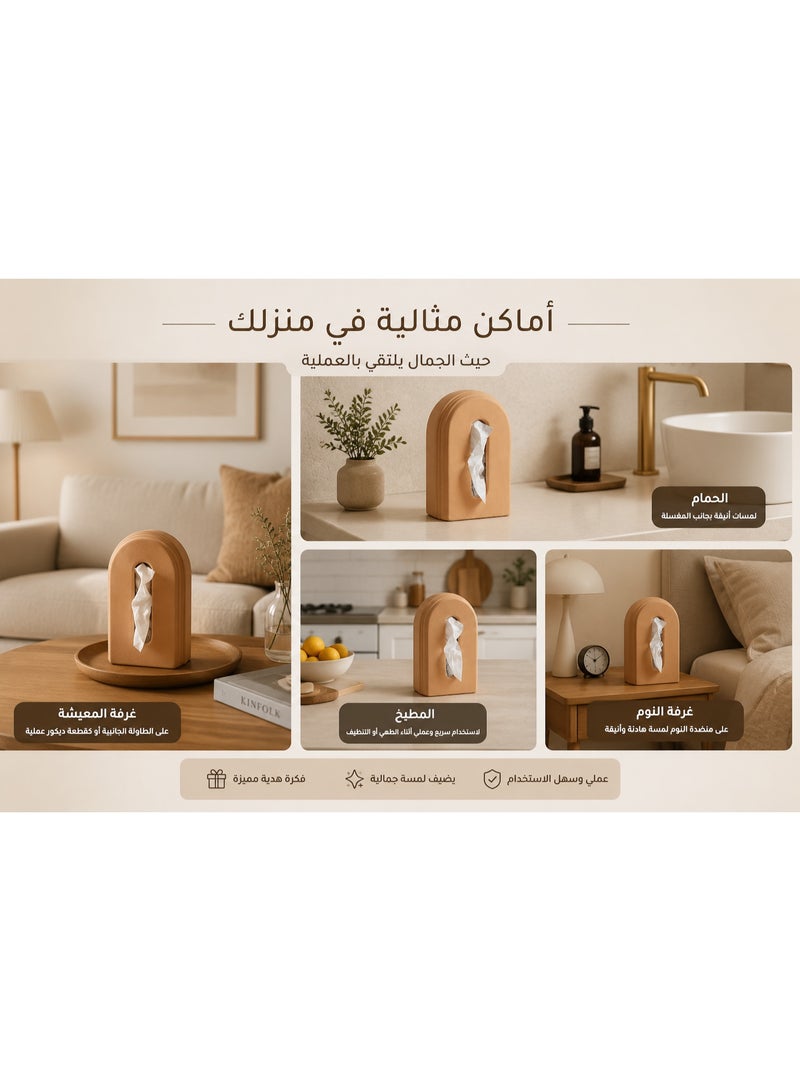كالدا غطاء علبة مناديل مودرن CALDA - تصميم قوس هاند ميد بلون تراكوتا (طوبي) - علبة مناديل سيراميك مينيمالست للديكور المنزلي والمكتبي - قطعة فنية من CALDA - Image 3