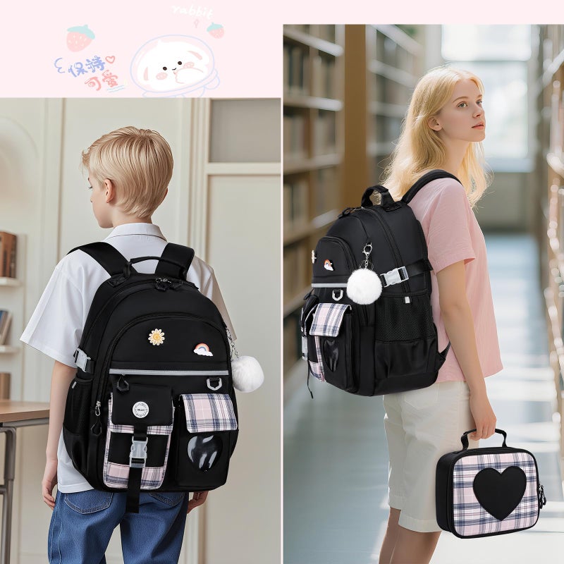 ZUBOND Kids Backpack for Girls and Boys, Cute School Backpack with Lunch Bag & Pen Case, Bookbag Set for Girls Children Teens for Elementary Middle High School Student Ages 3-15 - Image 2