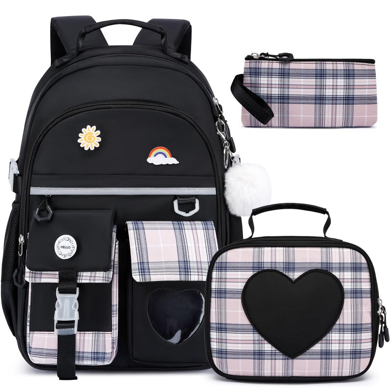 ZUBOND Kids Backpack for Girls and Boys, Cute School Backpack with Lunch Bag & Pen Case, Bookbag Set for Girls Children Teens for Elementary Middle High School Student Ages 3-15 - Image 1