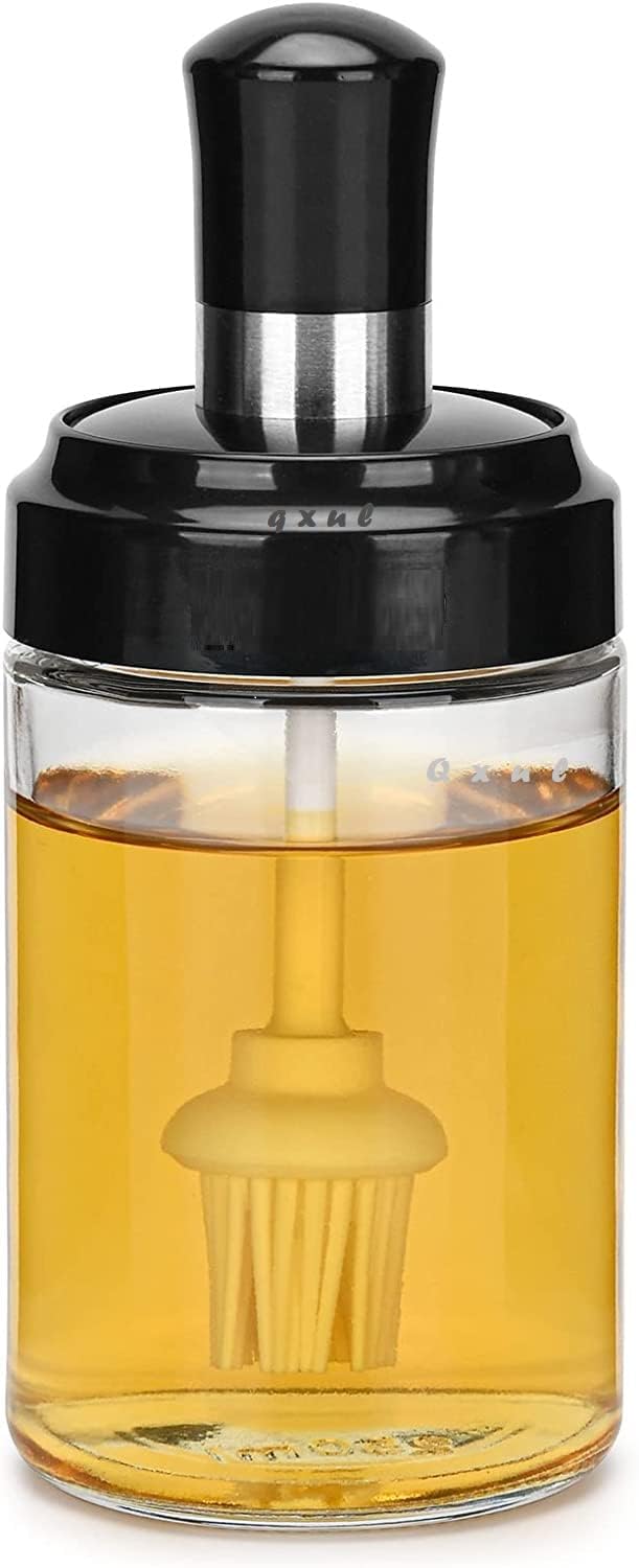 kaqer Glass Containers for Oil Sauce Honey Ghee Chutney Jar with Brush for Dinning Table Airtight Jar with Brush 1
