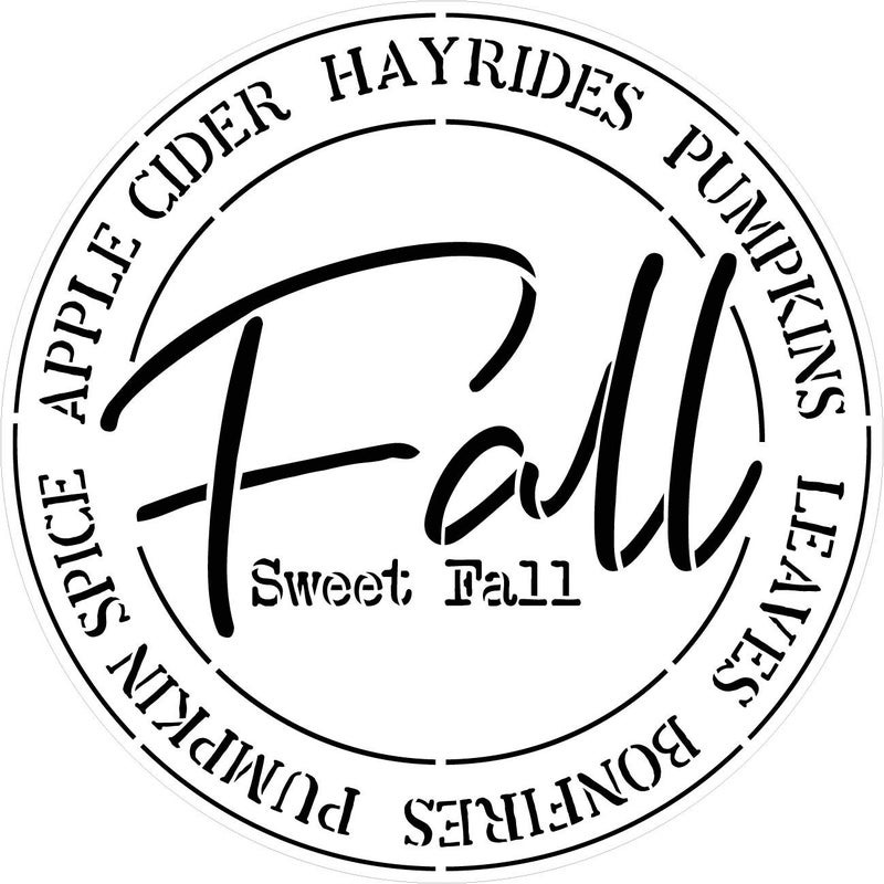 Studio R 12 Fall Sweet Fall Round Stencil by StudioR12 | Painting Wood Sign | Furniture Totes Fabric | Apple Cider Bonfire Pumpkin Pattern | Diagonal Square Pattern | DIY Home Decor - Choose (12" Round)  - Image 3