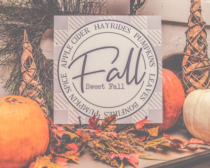 Studio R 12 Fall Sweet Fall Round Stencil by StudioR12 | Painting Wood Sign | Furniture Totes Fabric | Apple Cider Bonfire Pumpkin Pattern | Diagonal Square Pattern | DIY Home Decor - Choose (12" Round)  - Image 5