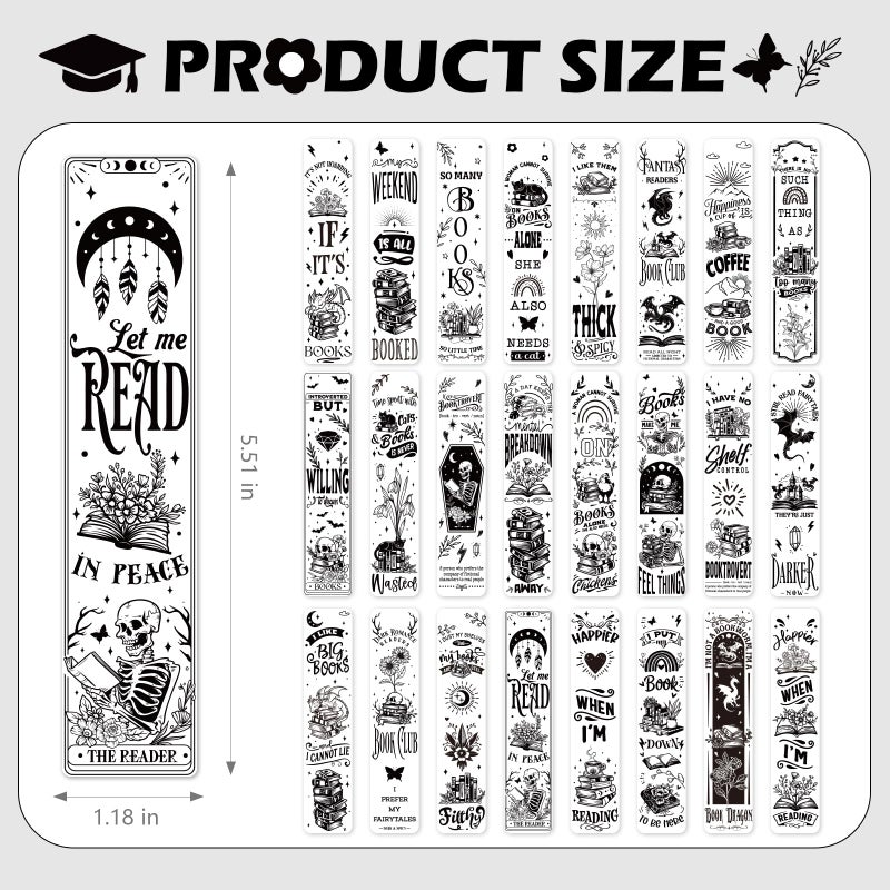 AFRITEE Funny UV DTF Bookmark Wraps - 24 Sheets Reading Enthusiast Acrylic Bookmark Blank Uvdtf Decals, Fun Floral Dragon Skull Transfer Stickers for Bookmarks Craft Decorations Gift for Women - Image 4