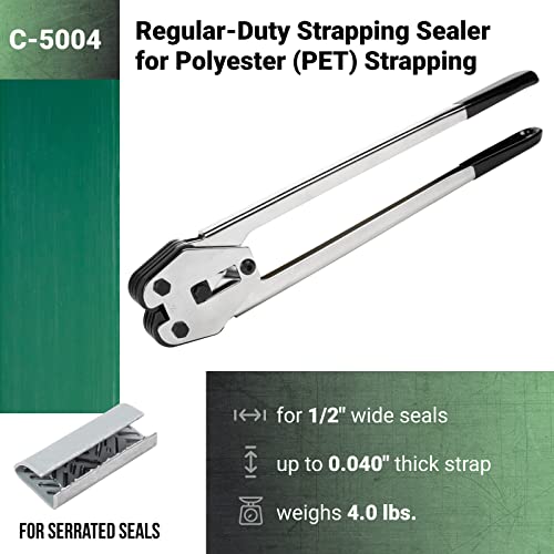 IDL Packaging C-5004 Regular-Duty Strapping Sealer/Crimper for 1/2" Polyester (PET) Strapping - Less Effort in Closing The Seal with Long Handles - Heat-Treated Wearing Steel Parts - Image 2
