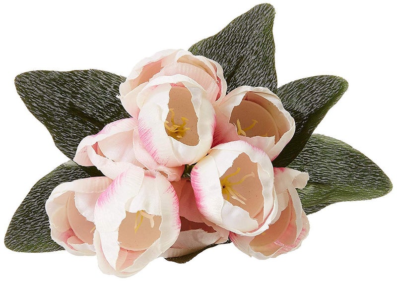 Fourwalls Beautiful Decorative Artificial Tulip Flower Bunch for Home décor (40 cm Tall, 9 Heads, Set of 3, White/Pink) - Image 5