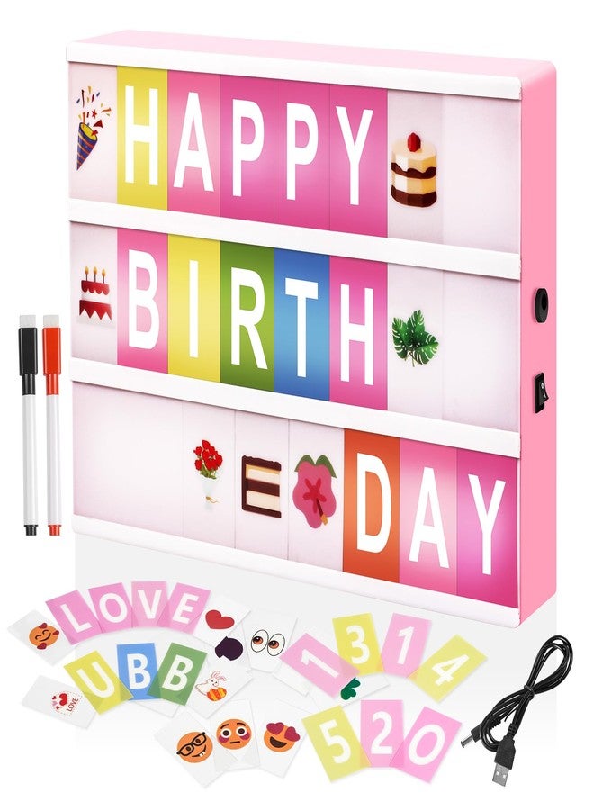 LightStone Cinema Light Box - A4 Size 16 Color Changing Light Up Message Board with 400 Letters Symbols for 8 9 10 Years Old Girl Birthday Gifts, Festival, Chrismas, Wedding, Party etc. (Pink Box) - Image 1