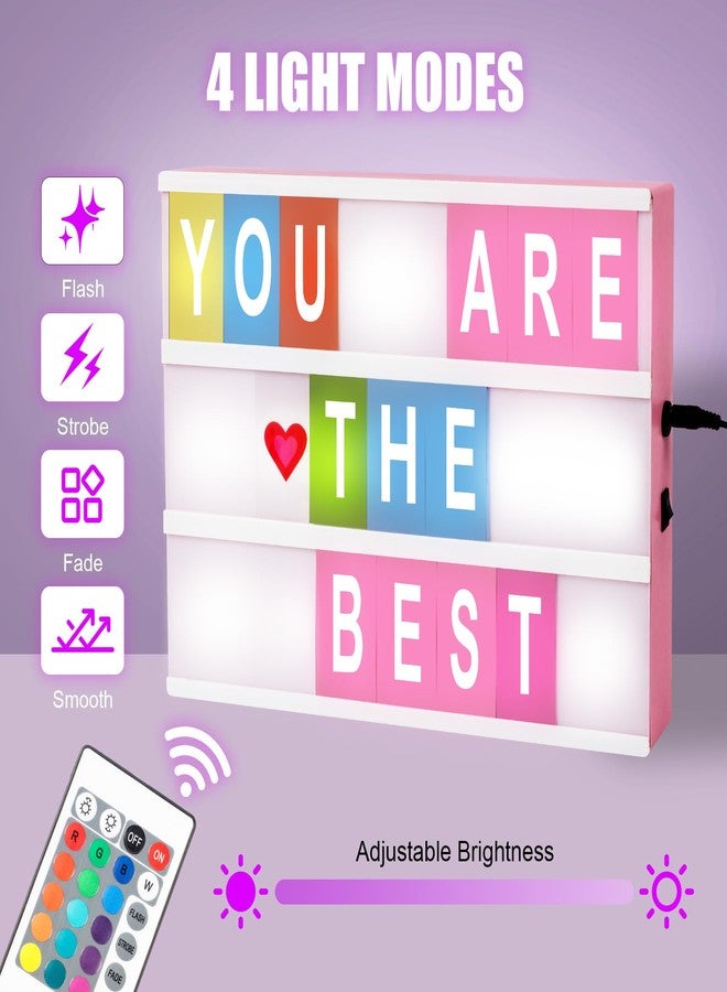 LightStone Cinema Light Box - A4 Size 16 Color Changing Light Up Message Board with 400 Letters Symbols for 8 9 10 Years Old Girl Birthday Gifts, Festival, Chrismas, Wedding, Party etc. (Pink Box) - Image 3