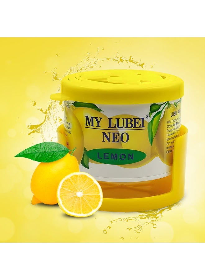 MY LUBEI NEO Lemon Car Air Freshener – Long-Lasting Solid Gel Odor Eliminator for Car, Home & Office – Non-Toxic, Eco-Friendly, Fresh Citrus Scent with Holder - Image 1