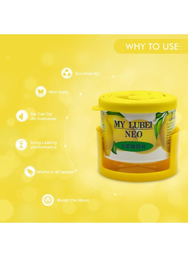 MY LUBEI NEO Lemon Car Air Freshener – Long-Lasting Solid Gel Odor Eliminator for Car, Home & Office – Non-Toxic, Eco-Friendly, Fresh Citrus Scent with Holder - Image 3