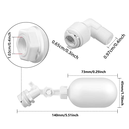 Sehfupoye 1/4" inch Quick Connect Water Purifiers Tube Fittings RO Reverse Osmosis System Aquarium Water purifiers, Auto Water Filler Controller Auto-top-Off System (White, 6PCS) - Image 2