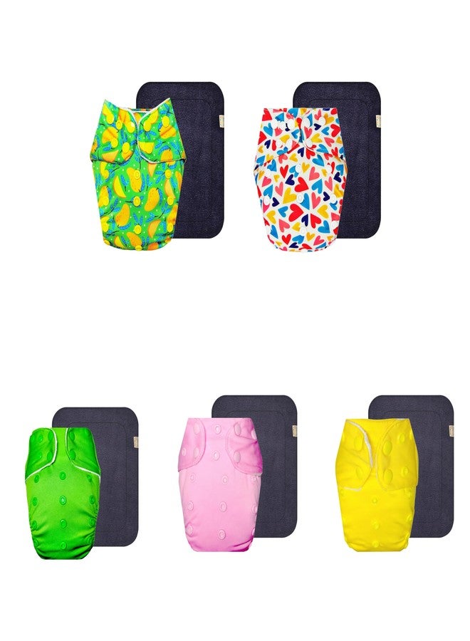 Dumbledo Premium Cloth Diaper with Gray Insert (Pack of 5) | Dry Feel and Comfortable | Leakproof | Adjustable Snaps | Trusted by Moms | 3 Months - 3 Years | Unisex Baby - Image 1