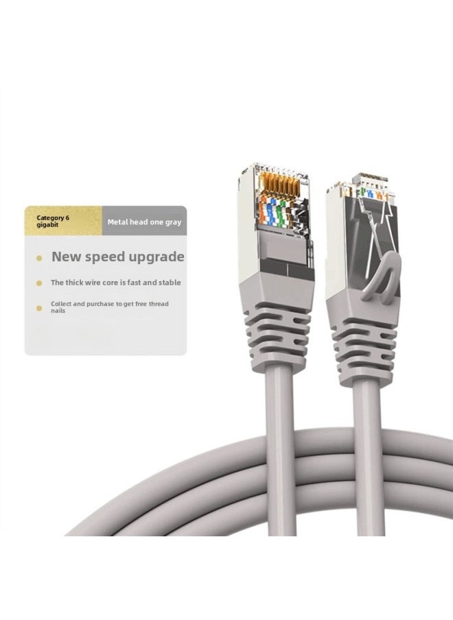 Network Cable Gigabit Household Class 6 Line Broadband Line Computer Connection Network Lengthened By 10 Meters Shielded Outdoor Waterproof 100 Megabytes-Color:Gray [e-sports Play Model] Gigabit High-speed No Lag-Line Length:10m  - Image 1