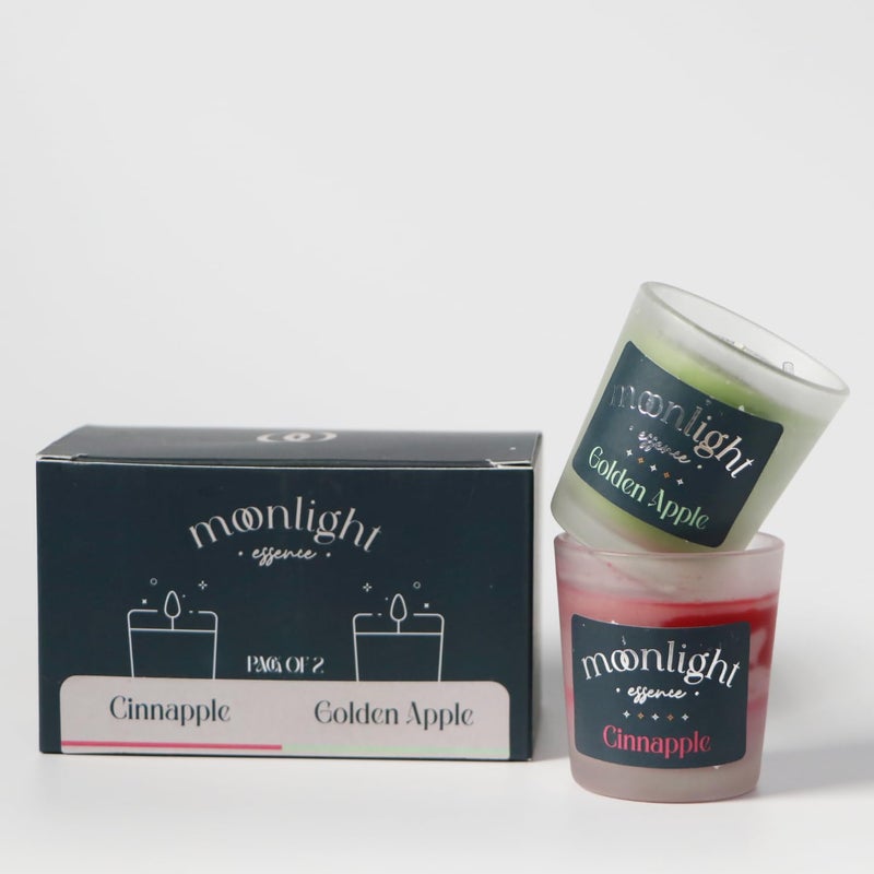 Moonlight Essence Moonlight Essence Cinnapple Golden Apple Scented Candle Set Warm Cinnamon Apple Fresh Green Apple Fragrance LongLasting Votive Candles for Home Office Cozy Aromatherapy Elegant Dcor - Image 1