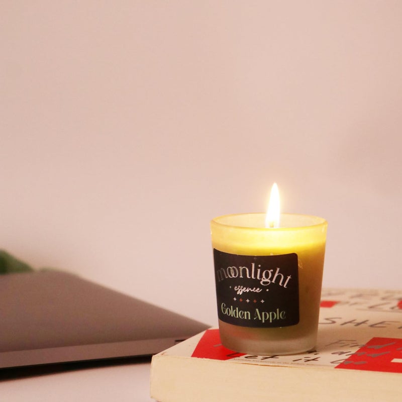 Moonlight Essence Moonlight Essence Cinnapple Golden Apple Scented Candle Set Warm Cinnamon Apple Fresh Green Apple Fragrance LongLasting Votive Candles for Home Office Cozy Aromatherapy Elegant Dcor - Image 4