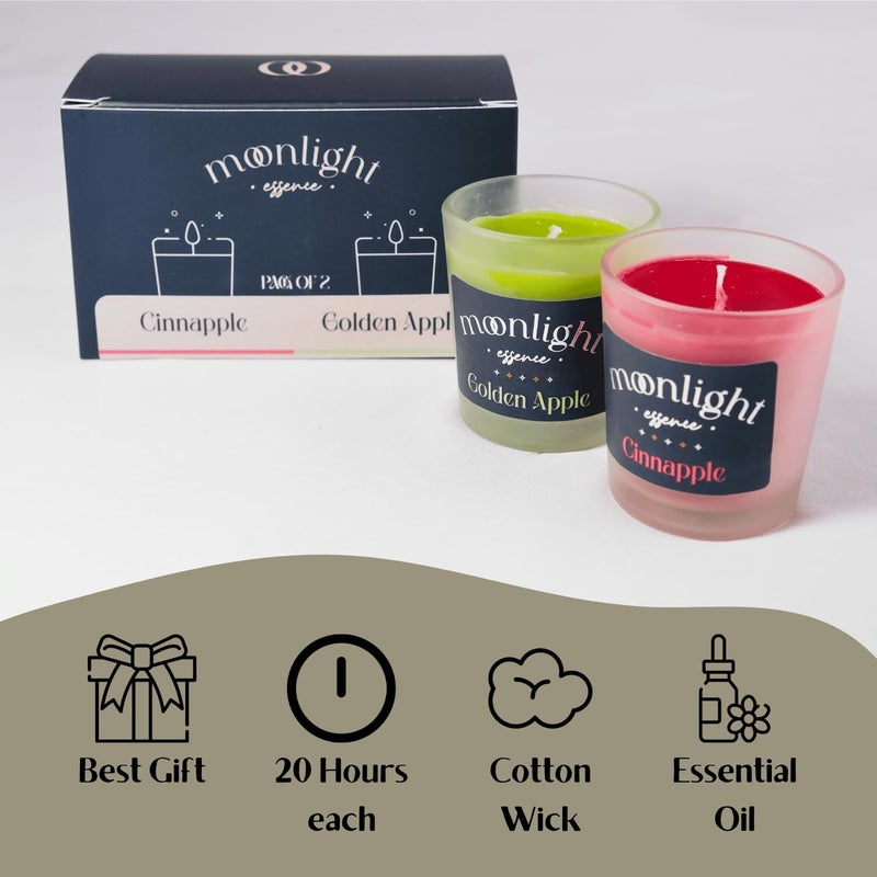 Moonlight Essence Moonlight Essence Cinnapple Golden Apple Scented Candle Set Warm Cinnamon Apple Fresh Green Apple Fragrance LongLasting Votive Candles for Home Office Cozy Aromatherapy Elegant Dcor - Image 2