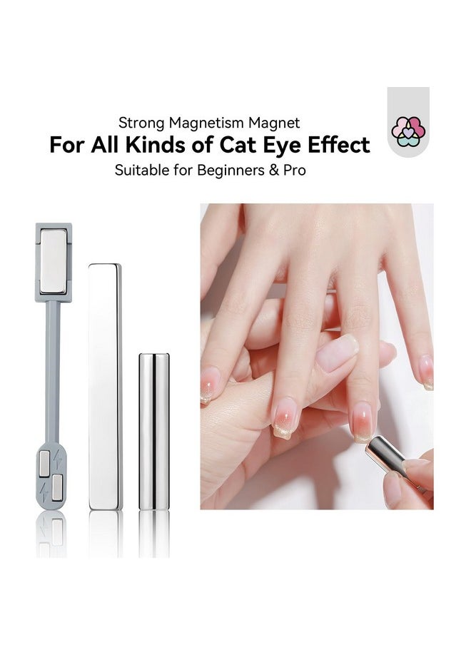 Saviland SAVILAND Cat Eye Magnetic for Nail: 9PCS Cat Eye Gel Nail Polish Magnet Tools Set Strong Suction Nail Magnet Nails Square Round Magnet Stick Diverse Cat Eye Effect Double Ended Nail Salon Art Tools  - Image 5