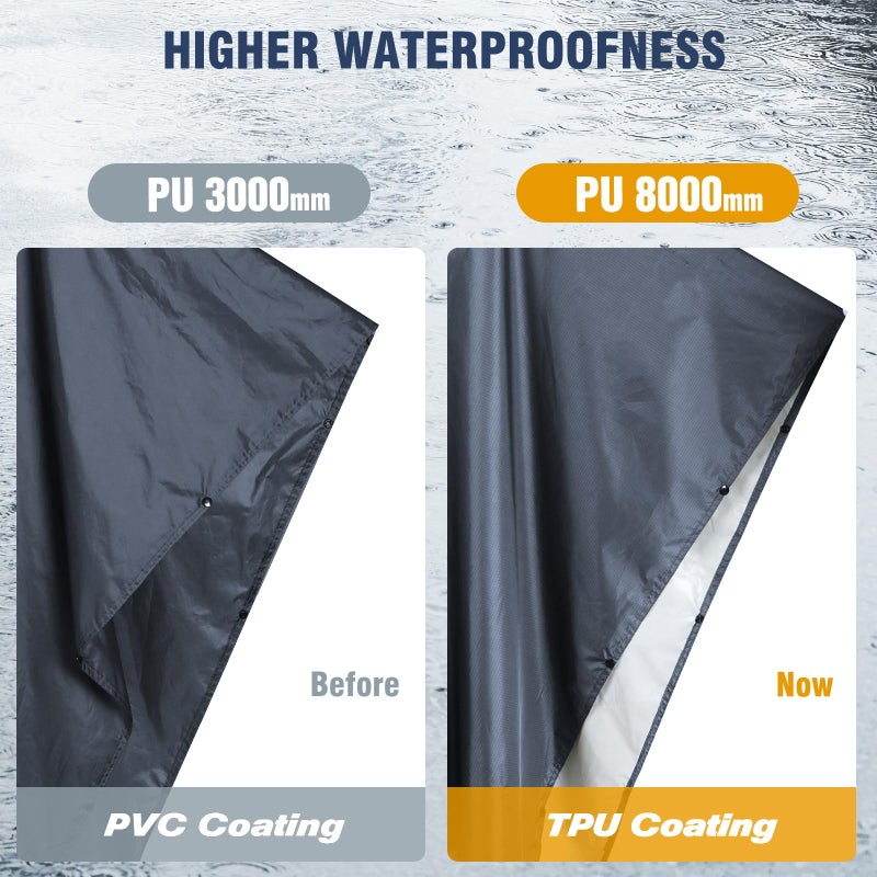 ANYOO Hooded Rain Poncho for Adults Waterproof Lightweight Rain Coats for Men Women Reusable Rain Jacket for Emergency Camping Outdoor Activities (Grey) One Size - Image 2