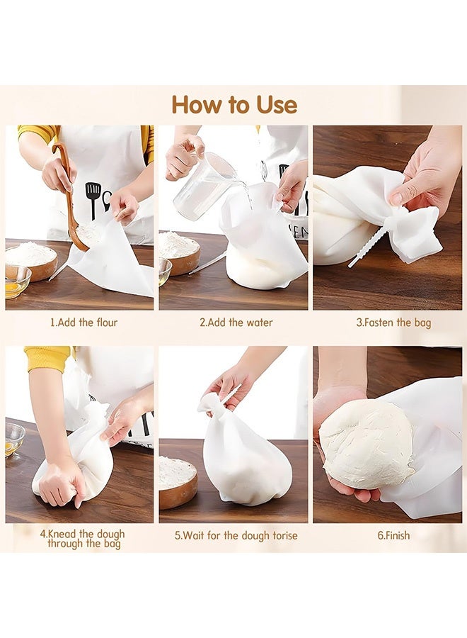 Food Grade Silicone Kneading Bag -Cutting Edge Knife and Rolling Pin, Reusable Kneading Dough Bag Flour Mixing Preservation Bag - Image 4