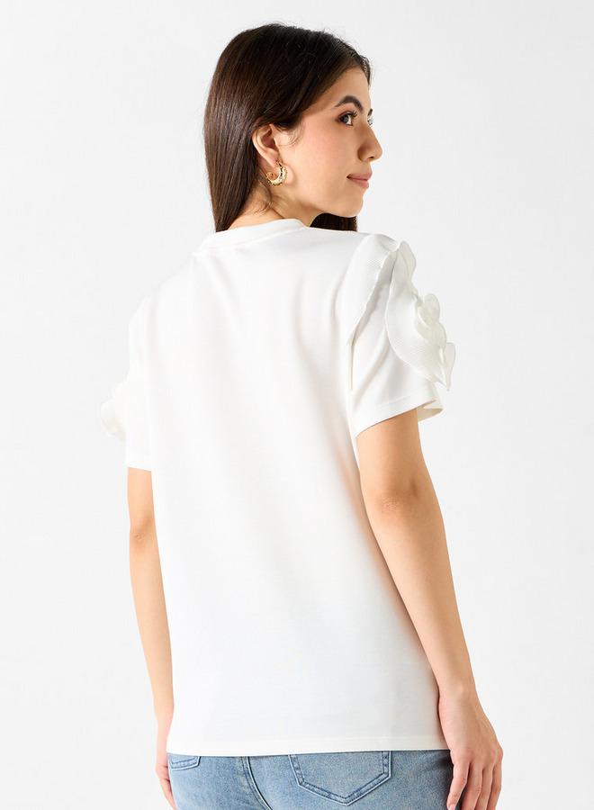 2Xtremz Butterfly Embellished T-shirt with Ruffle Detail Sleeves - Image 3