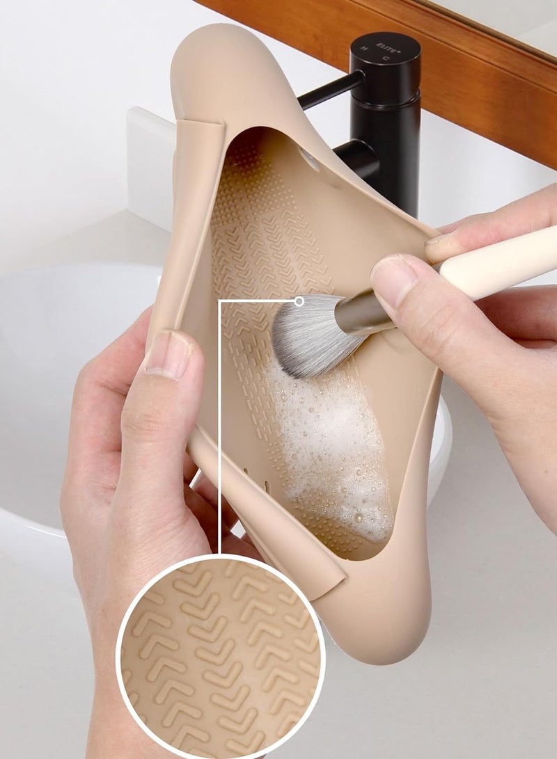 منظم فرش المكياج المحمول للسفر، حقيبة مستحضرات تجميل كبيرة من السيليكون الناعم - Image 3