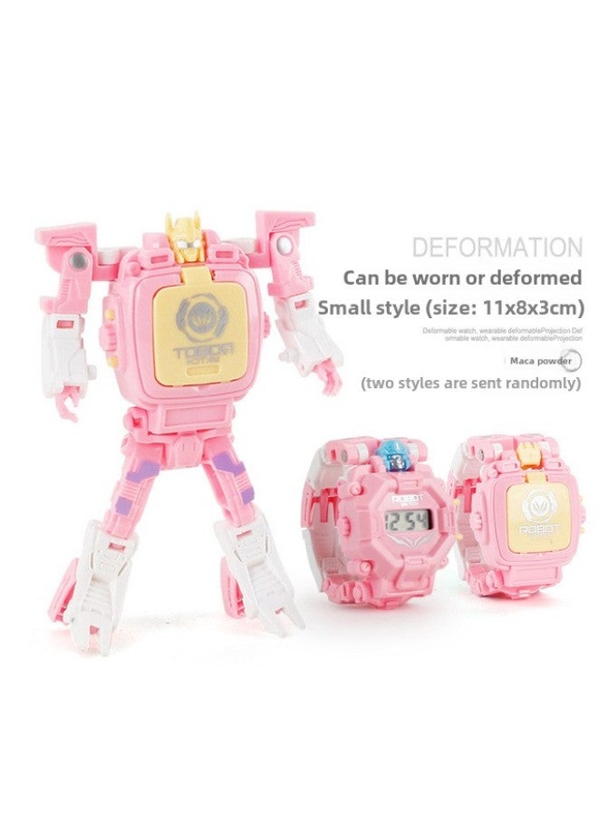 Children's Electronic Toy Deformation Watch Fun Deformation Robot Electronic Watch Egg Twisting Machine Kindergarten Gift-Color:Marca Powder Deformation Watch-Specifications:4.5*6*6cm  - Image 1