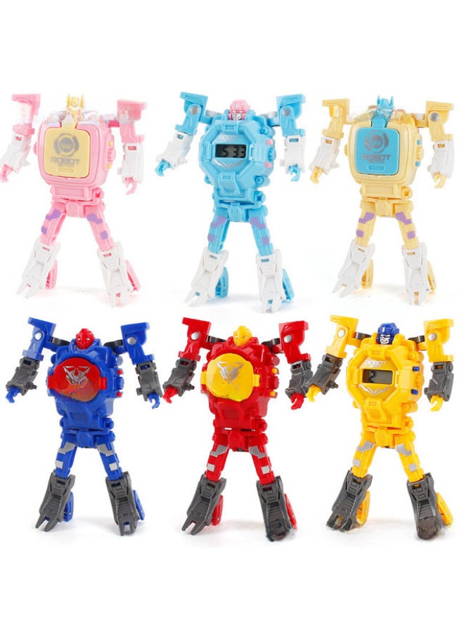 Children's Electronic Toy Deformation Watch Fun Deformation Robot Electronic Watch Egg Twisting Machine Kindergarten Gift-Color:Marca Powder Deformation Watch-Specifications:4.5*6*6cm  - Image 4