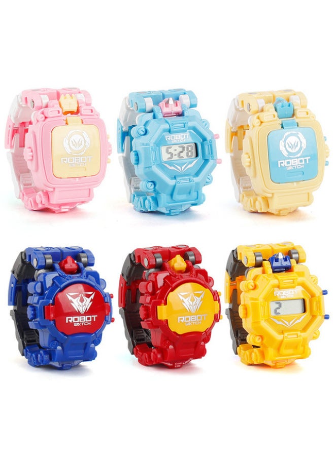 Children's Electronic Toy Deformation Watch Fun Deformation Robot Electronic Watch Egg Twisting Machine Kindergarten Gift-Color:Marca Powder Deformation Watch-Specifications:4.5*6*6cm  - Image 3