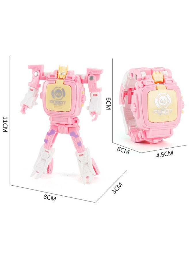 Children's Electronic Toy Deformation Watch Fun Deformation Robot Electronic Watch Egg Twisting Machine Kindergarten Gift-Color:Marca Powder Deformation Watch-Specifications:4.5*6*6cm  - Image 5