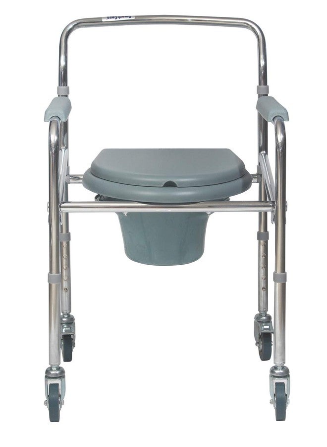 SMARTCARE Portable Height Adjustable Commode Chair with Commode Pot (WITH WHEEL) - Image 1