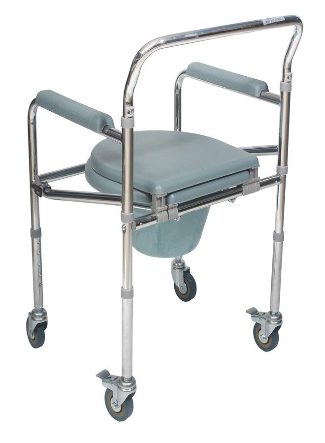 SMARTCARE Portable Height Adjustable Commode Chair with Commode Pot (WITH WHEEL) - Image 4